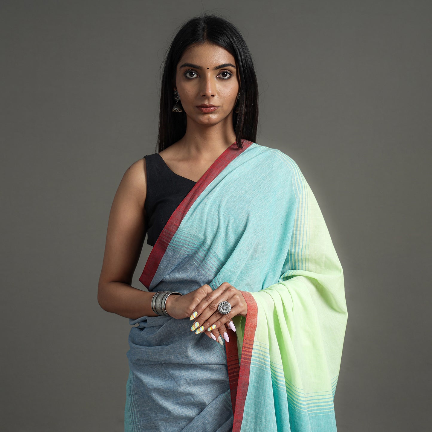 Blue - Begampuri Handloom Cotton Saree