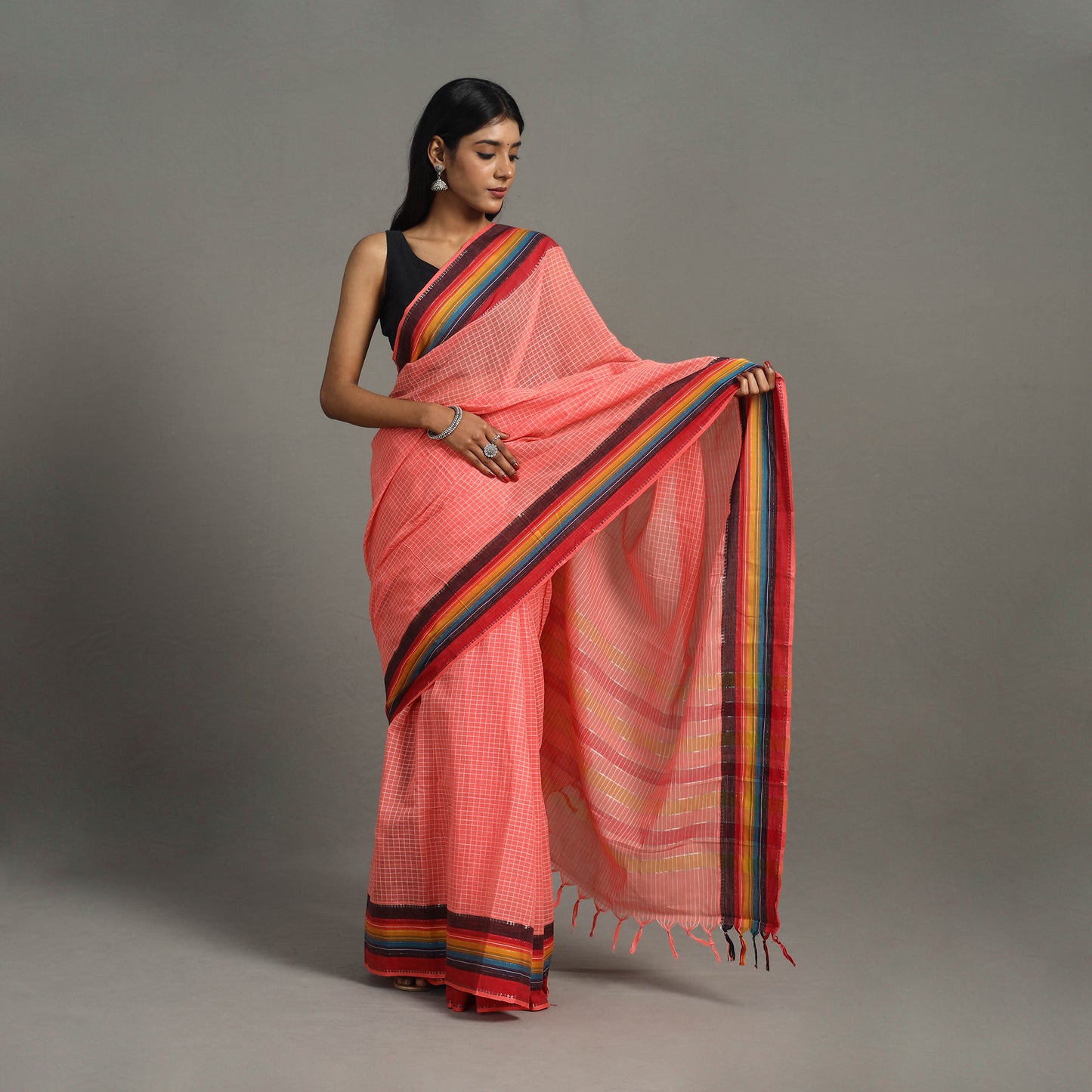 Peach - Narayanpet Dobby Cotton Handloom Saree 23