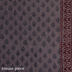 Handwoven Merino Wool Natural Dyed Hand Block Bagh Print Saree 06