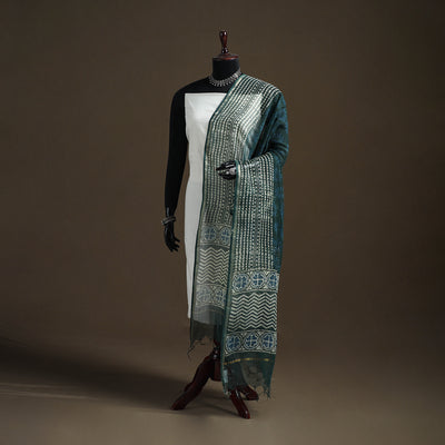 Pipad Hand Block Print Natural Dyed Kota Doria Cotton Dupatta 05