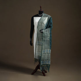 Pipad Hand Block Print Natural Dyed Kota Doria Cotton Dupatta 05