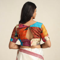 Multicolor - Hand Embroidery Silk Cotton Patchwork Kantha Stitch Blouse 05