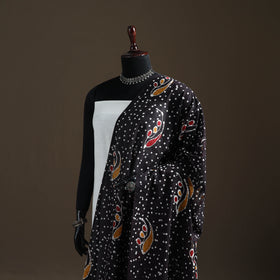 Black - Hand Batik Print Cotton Dupatta 33