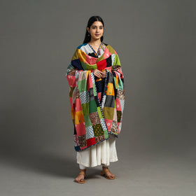 Multicolor - indigo cotton reversible patchwork dupatta 21