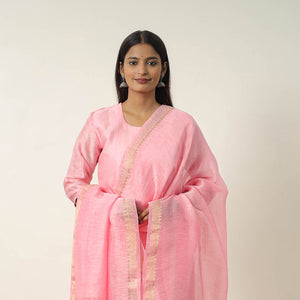 Elegant Linen Silk Handloom Plain Kurta Set 07