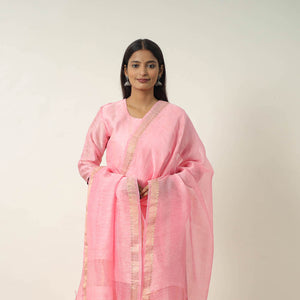 Elegant Linen Silk Handloom Plain Kurta Set 07