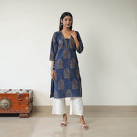 Block Printed Cotton Straight Ajrakh Kurta 33