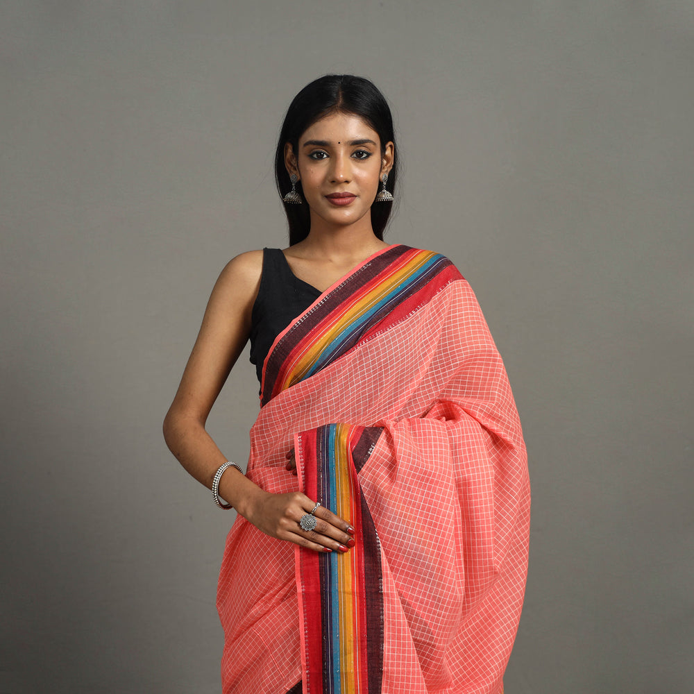 Peach - Narayanpet Dobby Cotton Handloom Saree 23