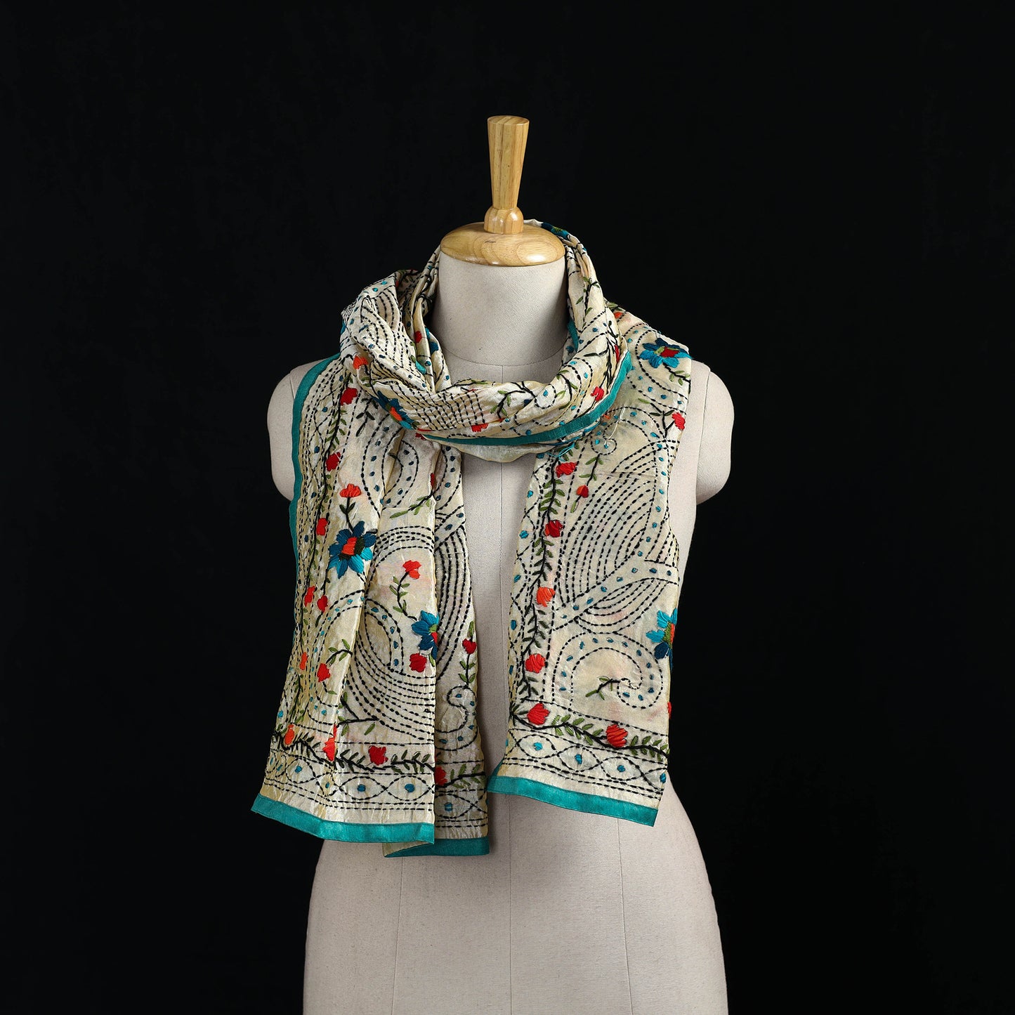 Ranihati Chanderi Silk Hand Embroidered Stole 55