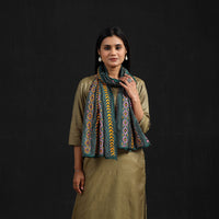 Multicolor - Handloom Tussar Silk  Bengal Kantha Work Stole 64