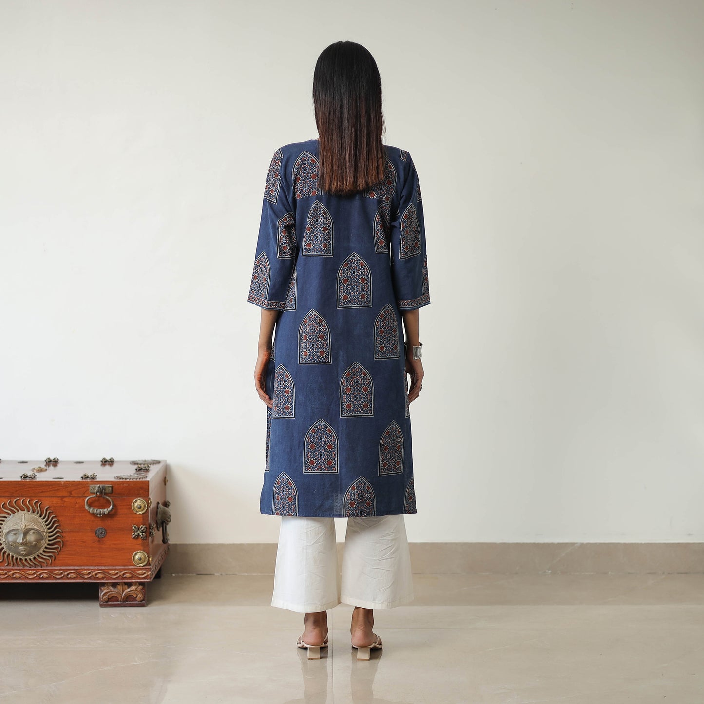 Block Printed Cotton Straight Ajrakh Kurta 33