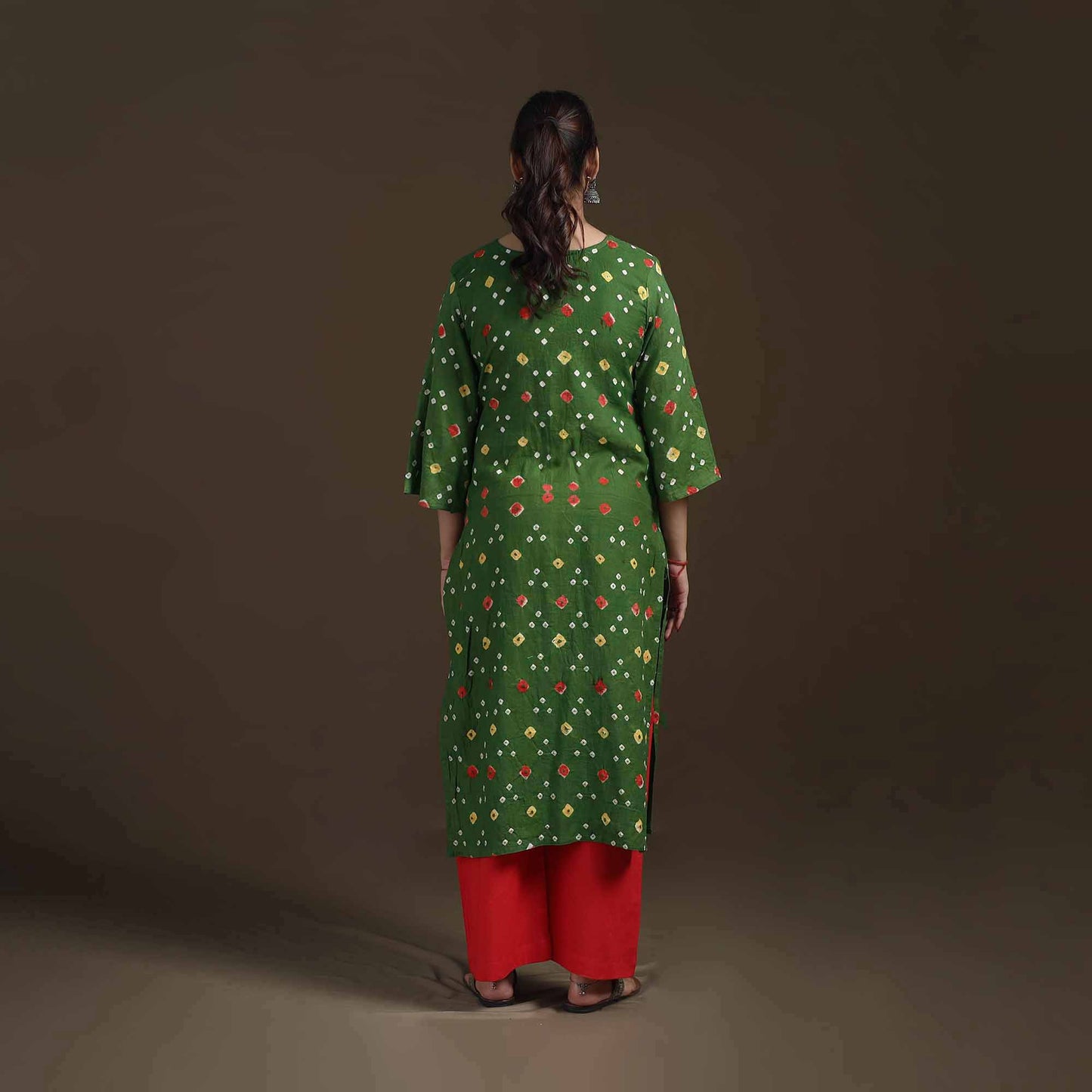Bandhani Tie-Dye Cotton Straight Kurta for women 06