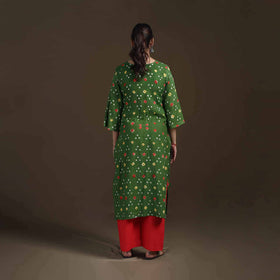 Bandhani Tie-Dye Cotton Straight Kurta for women 06