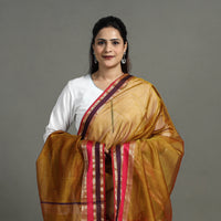 Brown - Handloom Silk Cotton Resham Border Maheshwari Dupatta 23