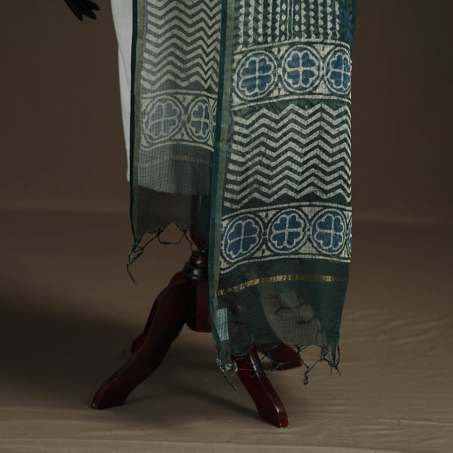 Pipad Hand Block Print Natural Dyed Kota Doria Cotton Dupatta 05
