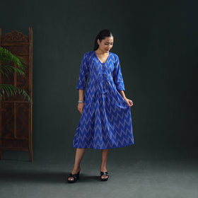 Pochampally Ikat Cotton Flared Long Dress for Women 05
