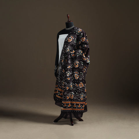 Brown - Hand Batik Print Cotton Dupatta 35