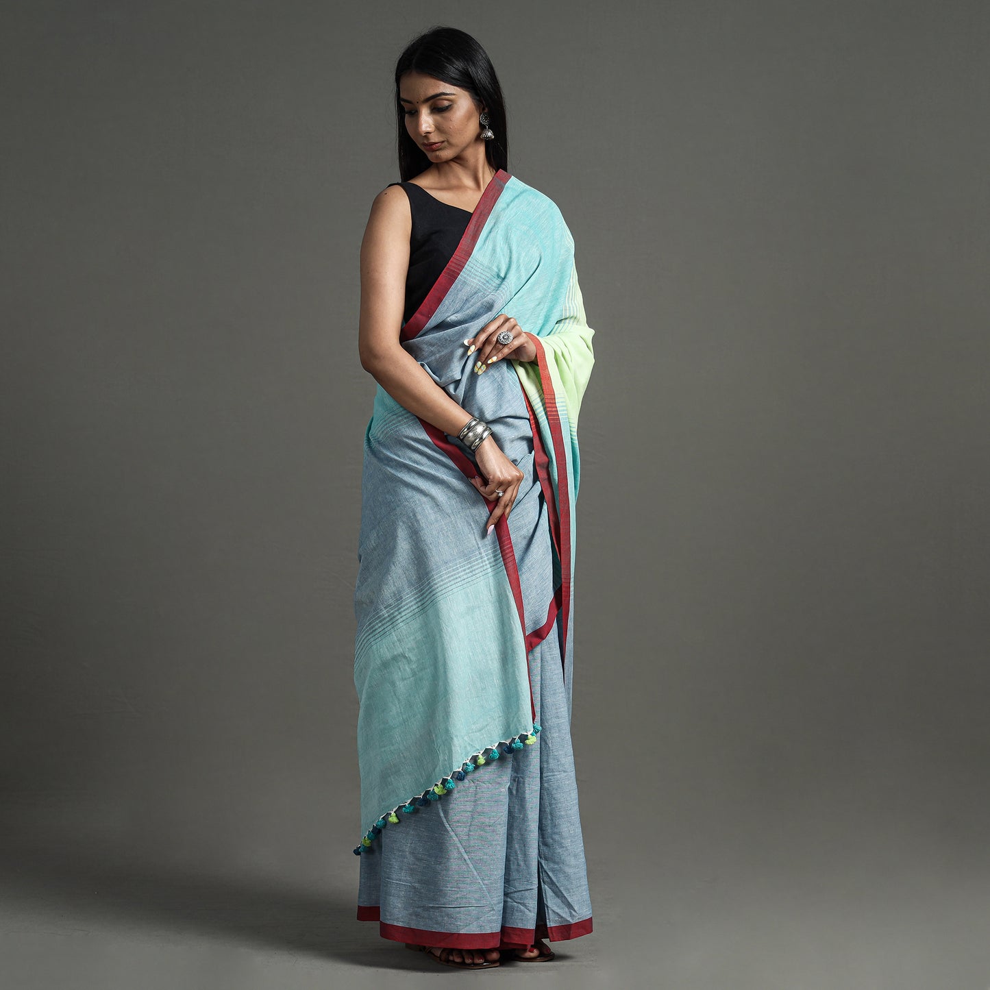 Blue - Begampuri Handloom Cotton Saree