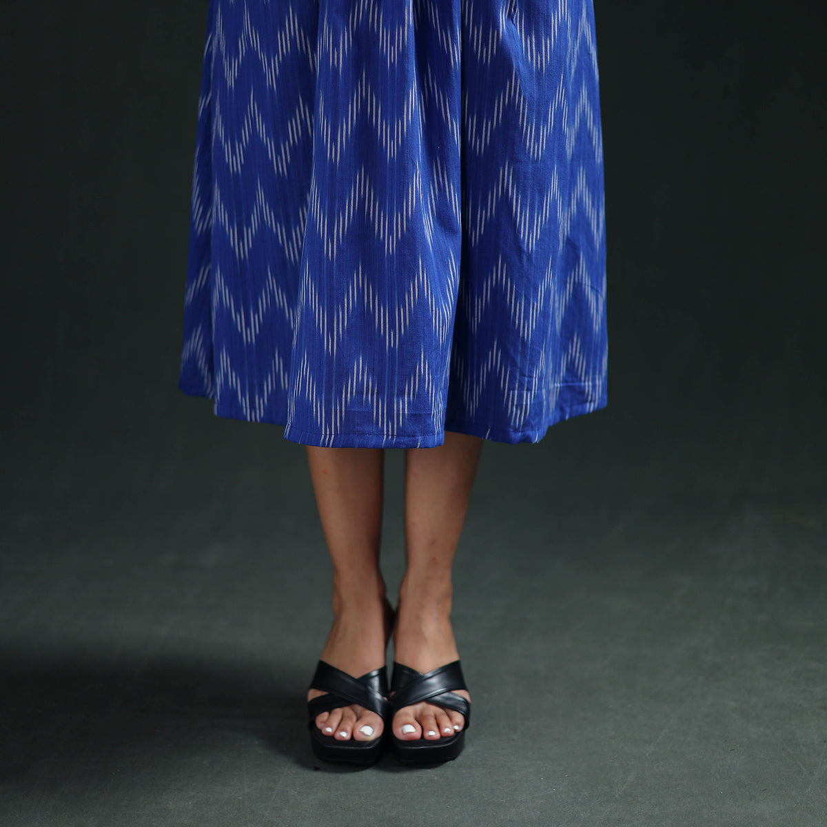 Pochampally Ikat Cotton Flared Long Dress for Women 05