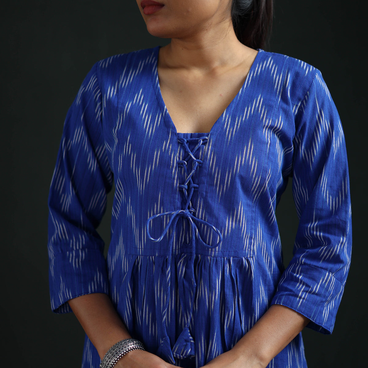 Pochampally Ikat Cotton Flared Long Dress for Women 05