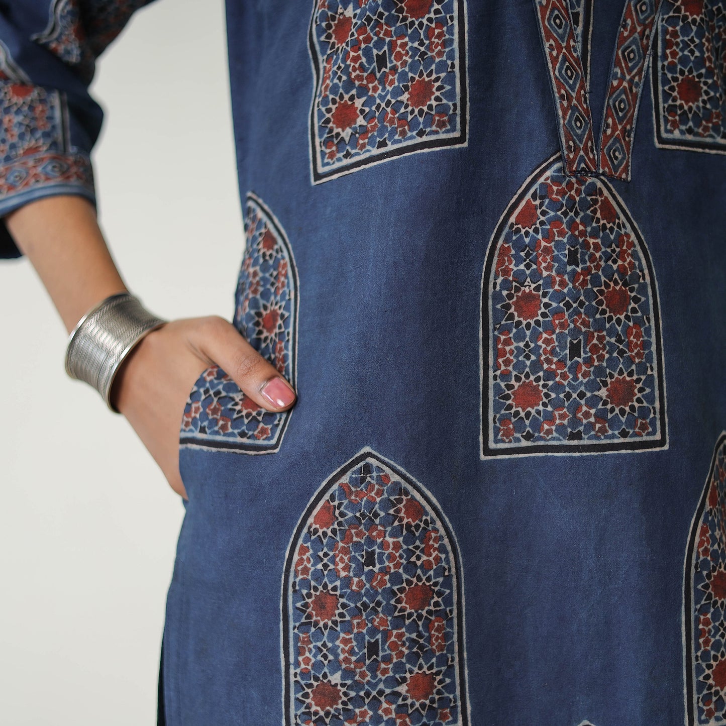 Block Printed Cotton Straight Ajrakh Kurta 33