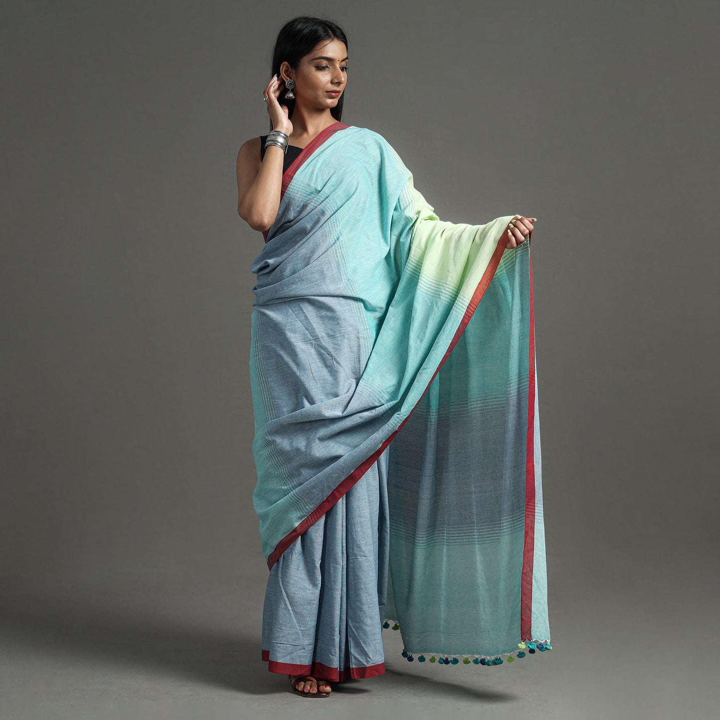 Blue - Begampuri Handloom Cotton Saree