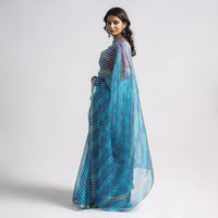 Blue - Leheriya Tie-Dye Kota Doria Silk Saree