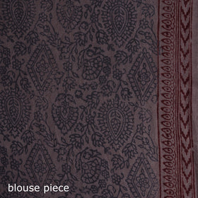 Handwoven Merino Wool Natural Dyed Hand Block Bagh Print Saree 05