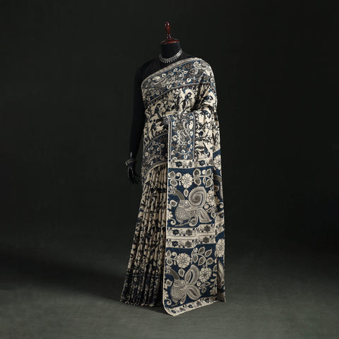 Beige - Kalamkari Printed Cotton Saree 24