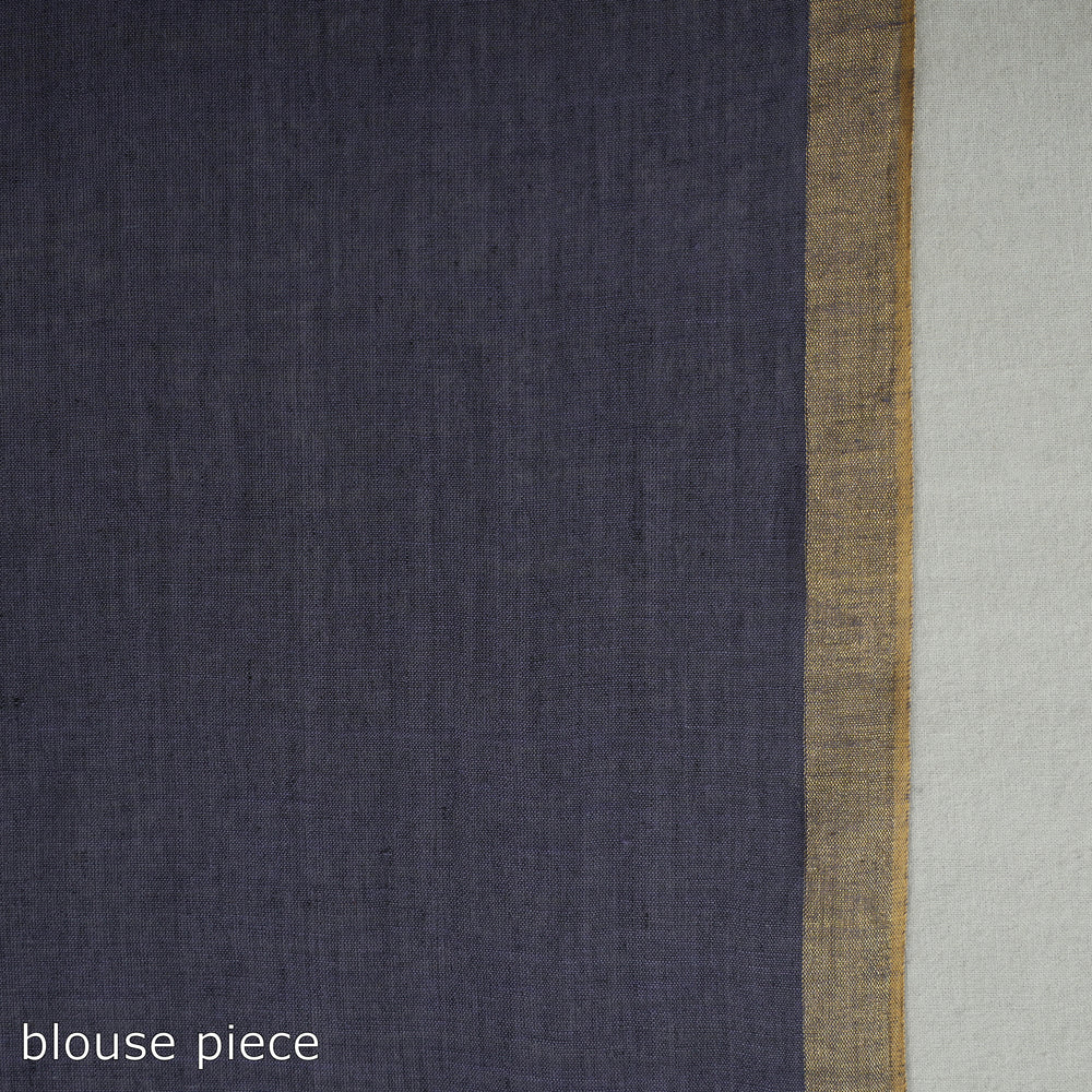 Blue - Handloom Cotton Phulia Jamdani Saree with Tassels 29