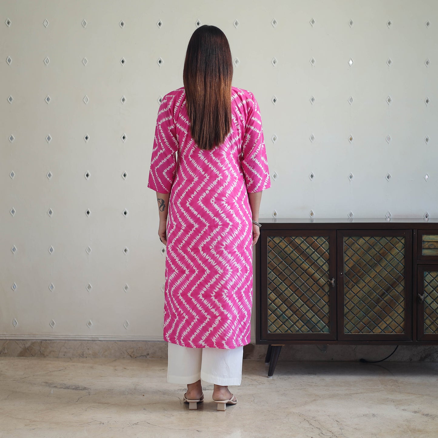 Pink - Tie & Dye Cotton Straight Shibori Kurta 03