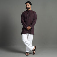 Plain Handloom Cotton Men Short Kurta