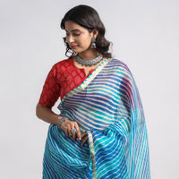 Blue - Leheriya Tie-Dye Kota Doria Silk Saree