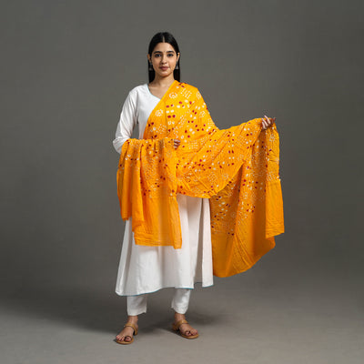 Orange - Kutch Tie & Dye Cotton Bandhani Dupatta 01