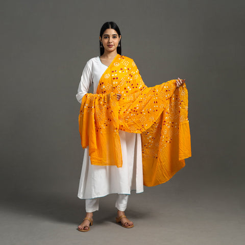 Orange - Kutch Tie & Dye Cotton Bandhani Dupatta 01