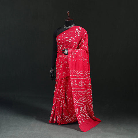 Pink - Kutch Bandhani Tie-Dye Cotton Saree 74
