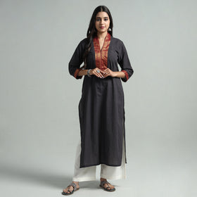 Dark Grey - Dharwad Cotton Straight Kurta