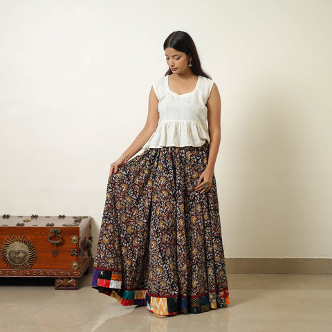 Multicolor - Hand Block Printed Cotton Long Bagru Skirt 16