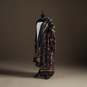 Black - Hand Batik Print Cotton Dupatta 36