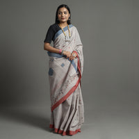 Grey - Srikakulam Jamdani Handspun Handloom Cotton Saree 26