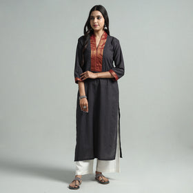 Dark Grey - Dharwad Cotton Straight Kurta