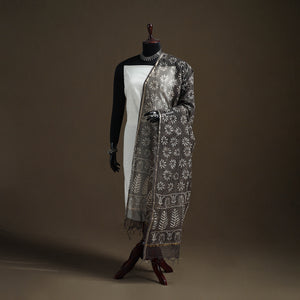 Brown - Pipad Hand Block Print Natural Dyed Kota Doria Cotton Dupatta 06