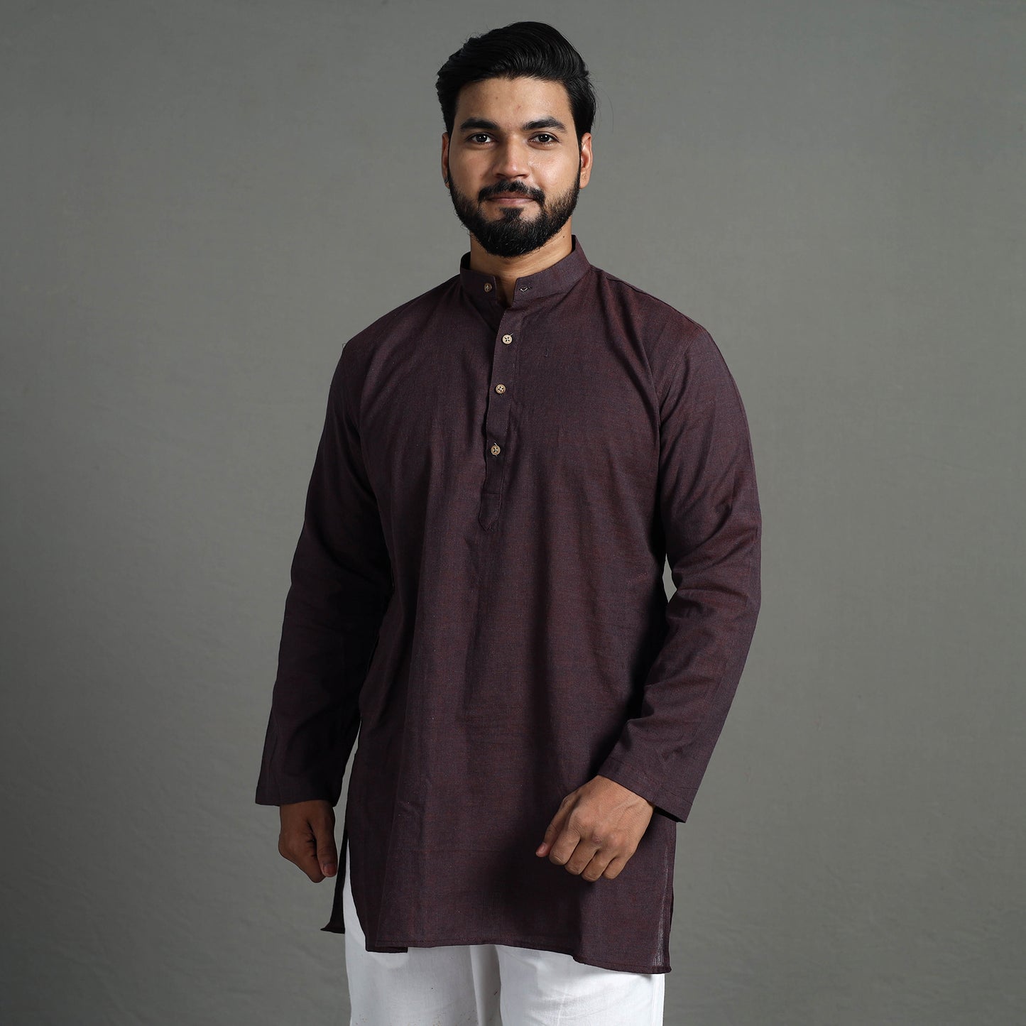 Plain Handloom Cotton Men Short Kurta