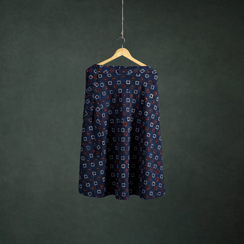 Blue - Ajrakh Hand Block Print Cotton Wrap Around Skirt 30