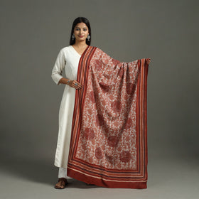 Maroon - mul cotton dabu bagru dupatta 15 - handcrafted