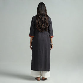 Dark Grey - Dharwad Cotton Straight Kurta