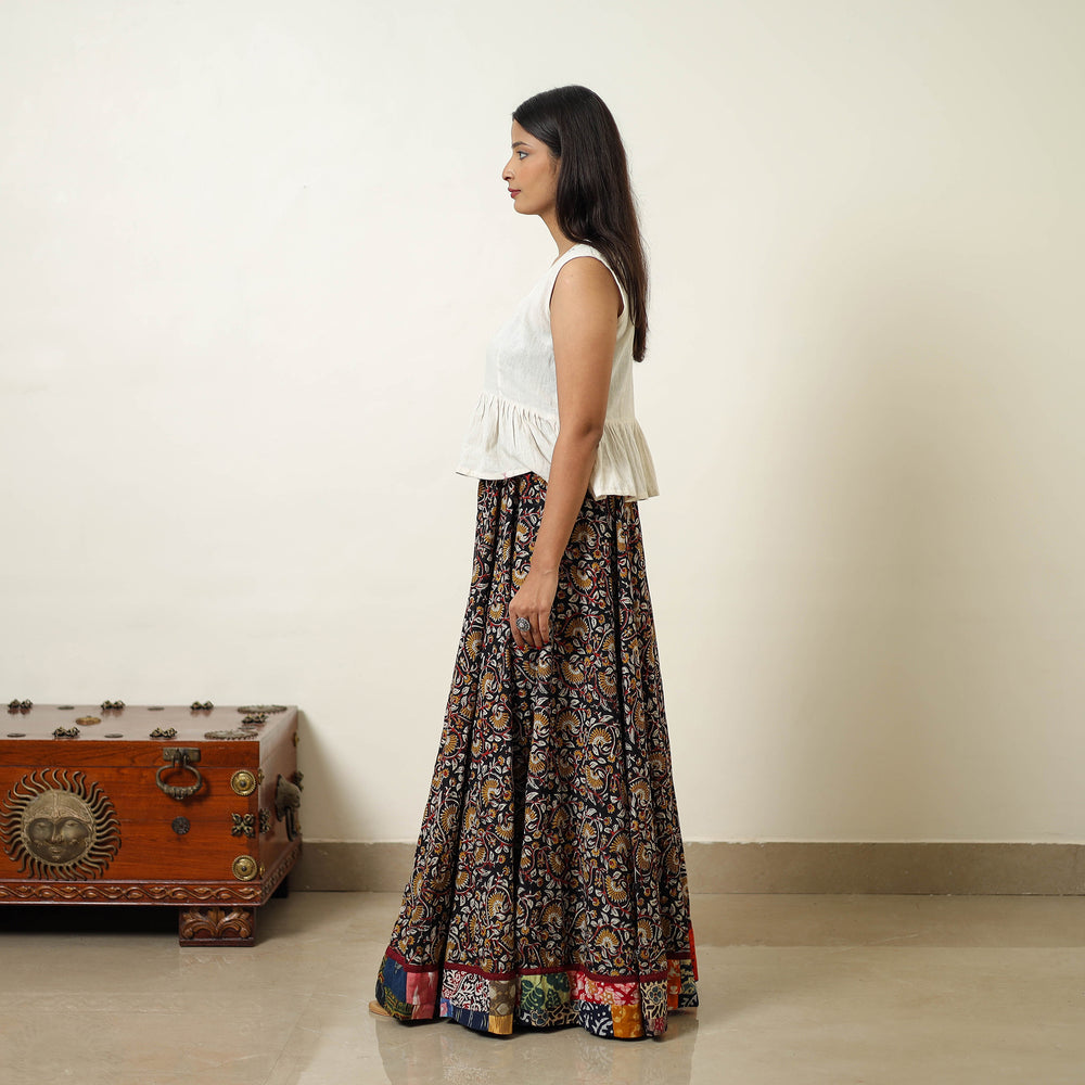 Multicolor - Hand Block Printed Cotton Long Bagru Skirt 16