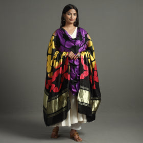  Shibori Clamp Dyed Modal Silk Dupatta with Zari Border 29 