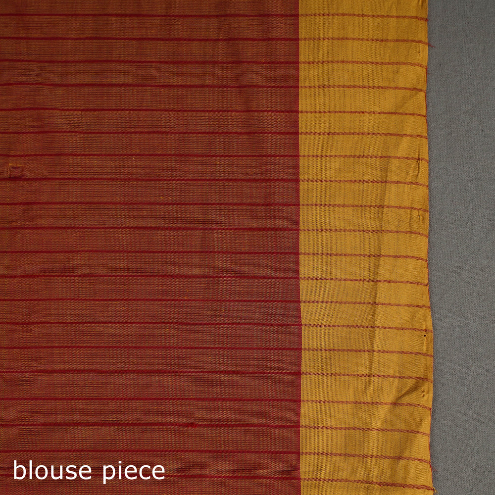 Red - Jamdani Buti Zari Stripe Cotton Handloom Saree 78