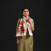 Beige - Handloom Silk Bengal Kantha Work Stole 66